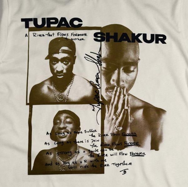 T-Shirt Bianco Naturale Tupac Shakur