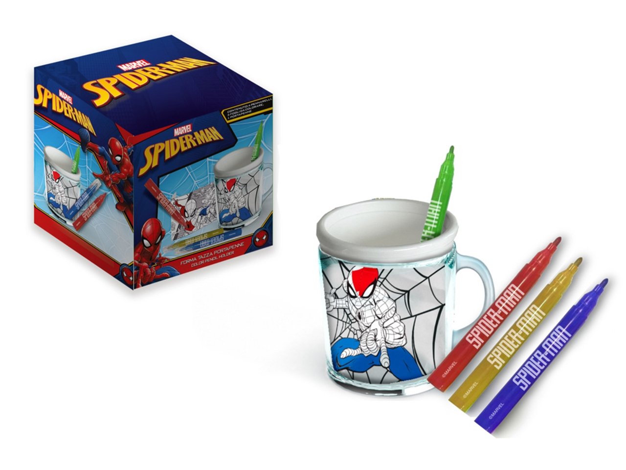 Tazza Portapenne da Colorare Spider Man Marvel