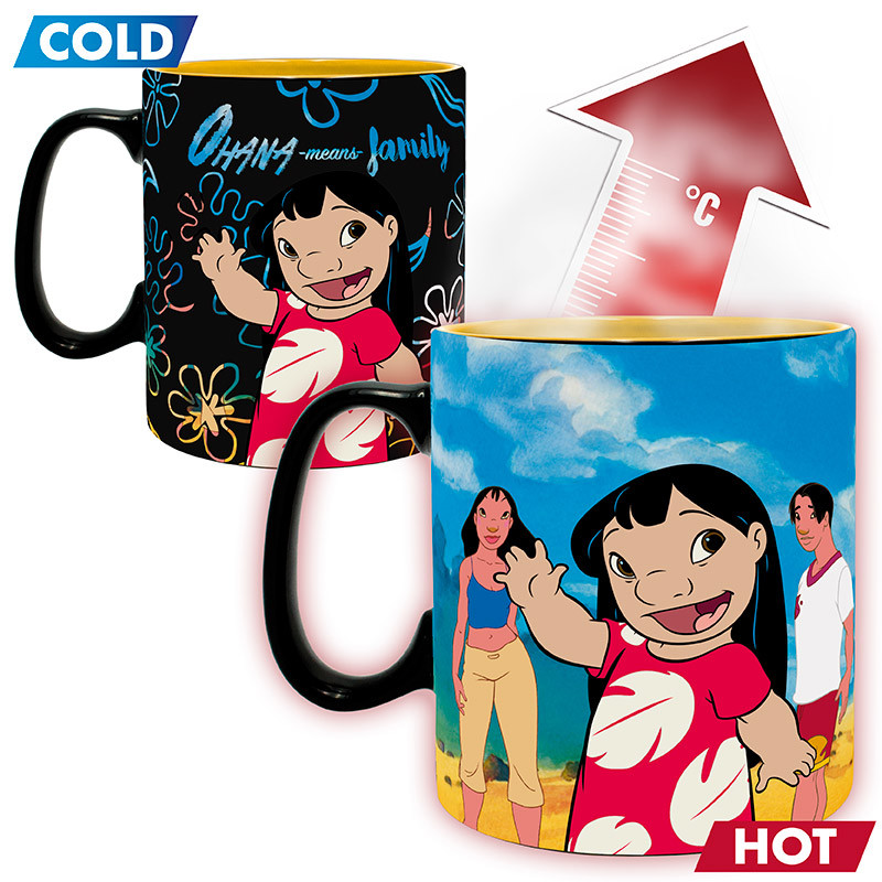 Tazza termosensibile Lilo e Stitch confronto tra freddo e caldo parte frontale 