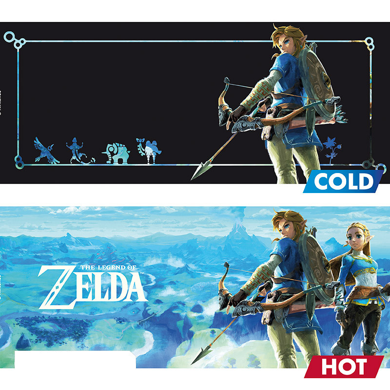 Tazza termosensibile The Legend of Zelda confronto tra grafica completa a caldo e a freddo 