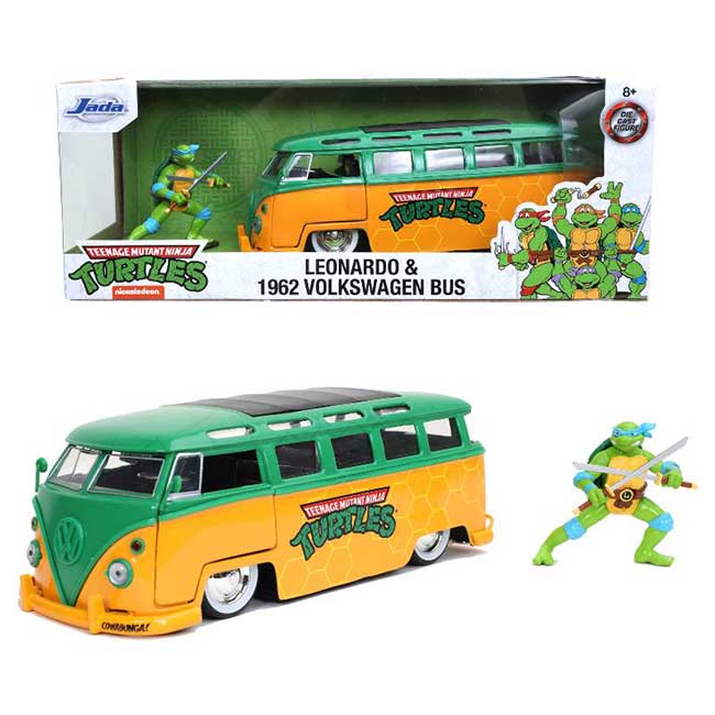 Teenage Mutant Ninja Turtles Figure Leonardo con bus Volkswagen del 1962