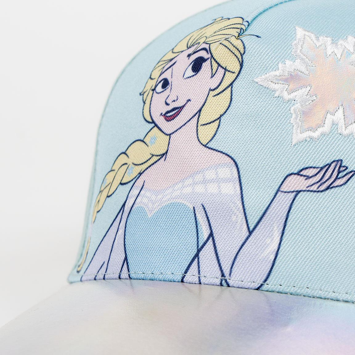 cappello con visiera Ela Disney Frozen foto frontale del disegno di Elsa e un fiocco di neve