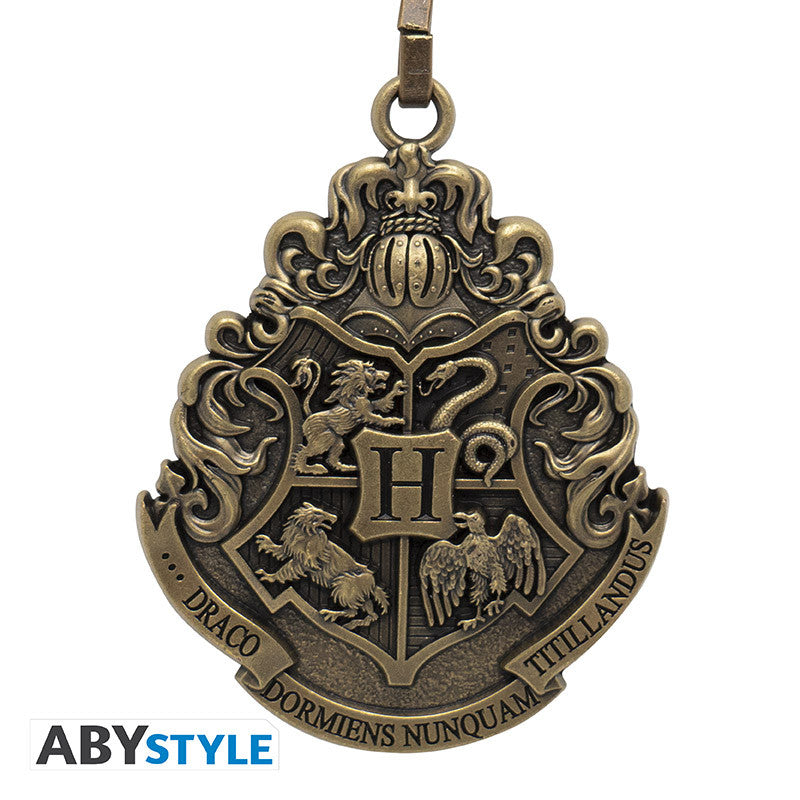 Portachiavi Stemma di Hogwarts effetto ottone antichizzato