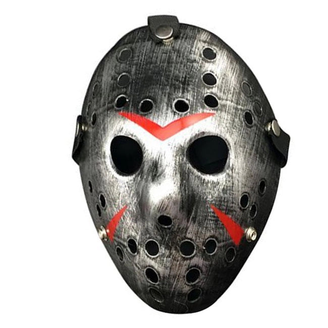 maschera Jason Voorhees bianco argento vintage