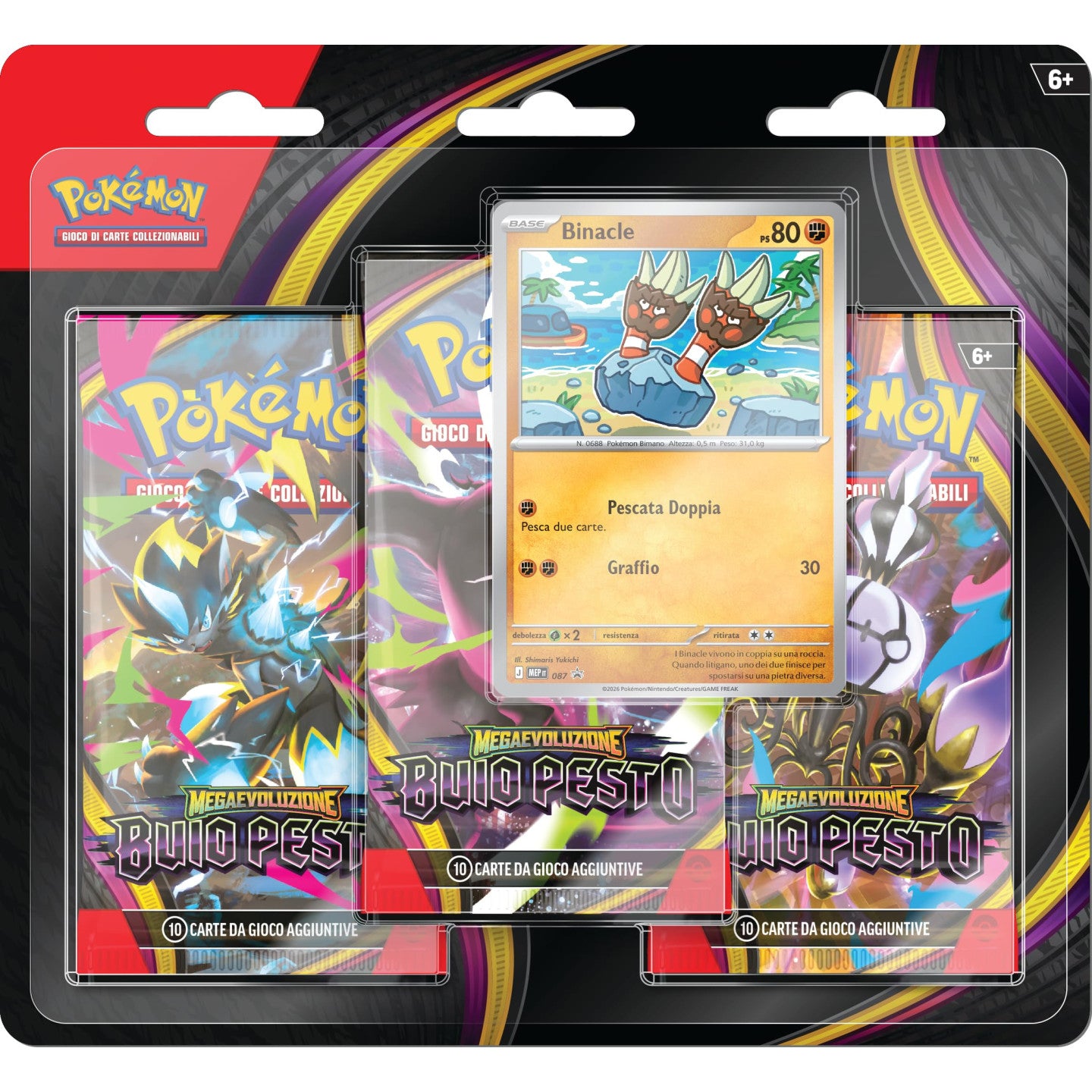 Pokémon Confezione da tre Buste Buio Pesto Megaevoluzione ITA