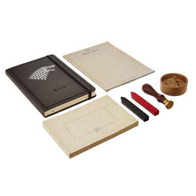 set Notebook Timbro ceralacca carte da lettera buste e fermacarte Stark Game of Thrones