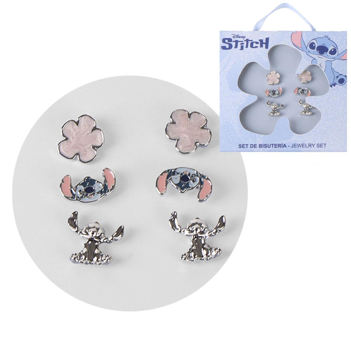 Set di 3 paia di orecchini al obo di Stitch con confezione in cartone 
