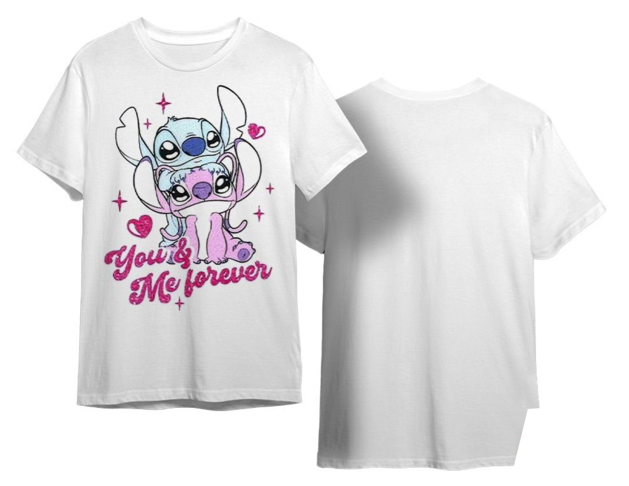 T-Shirt Stitch e Angel You And me Forever Bianca Bambini